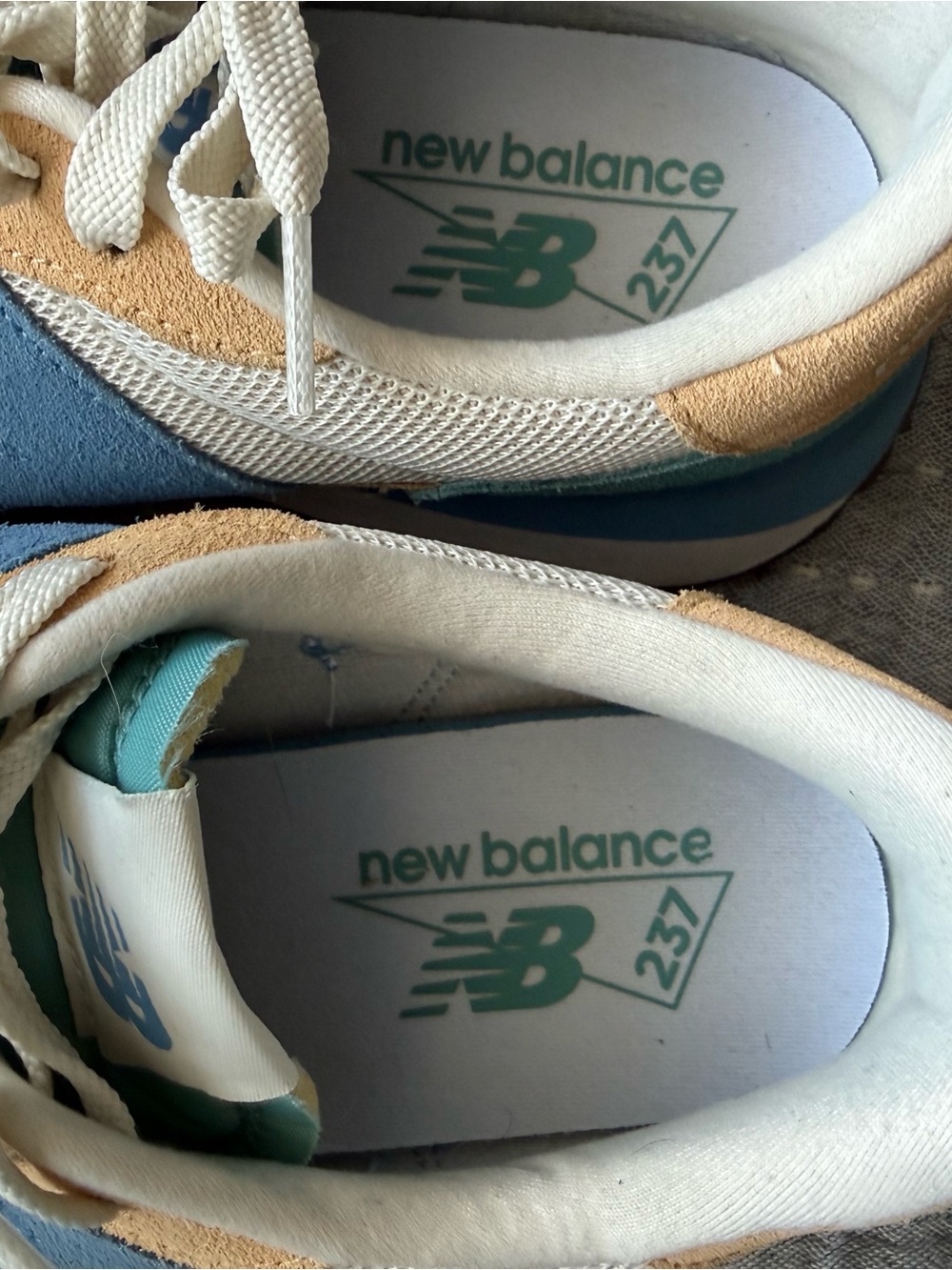 New Balance Women's Retro Runner Sneakers in White, Blue & Tan - Picture 6 of 6